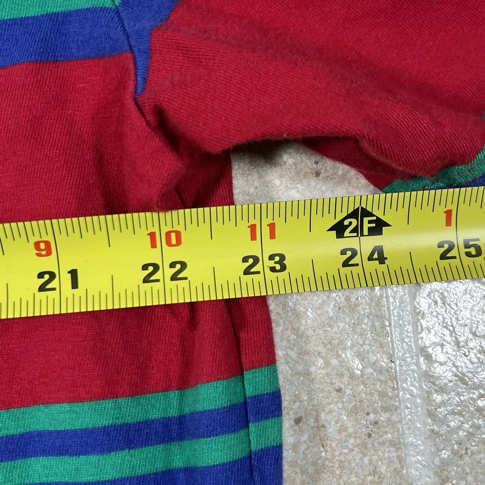 VTG Guess T Shirt Mens Large 90s Vertical Striped Red Blue Short Sleeve USA - Picture 5 of 6